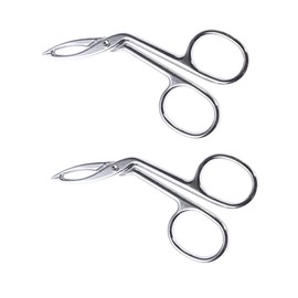 WOONEKY 2pcs Stainless Steel Eyebrow Tweezers Slanted Tip Hair Pluckers for Precision Shaping for Facial Hair Removal and Eyebrow Grooming Silver