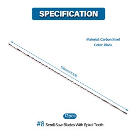 VooGenzek 12 pieces 8# scroll saw blades with spiral teeth, round saw blades, spiral scroll saw blades, for plastic cutting, saws, carving (8#)