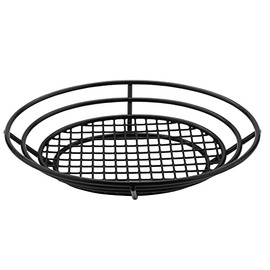 G.E.T. Enterprises 4-38804 11" x 8" Oval Basket, 2.25" Clipper Mill, Iron POLYETHYLENE Coated, Black