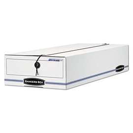 Bankers Box Liberty Basic Storage Box, Check/Voucher, 9 X 14-1/4 X 4, White/Blue, 12/Carton
