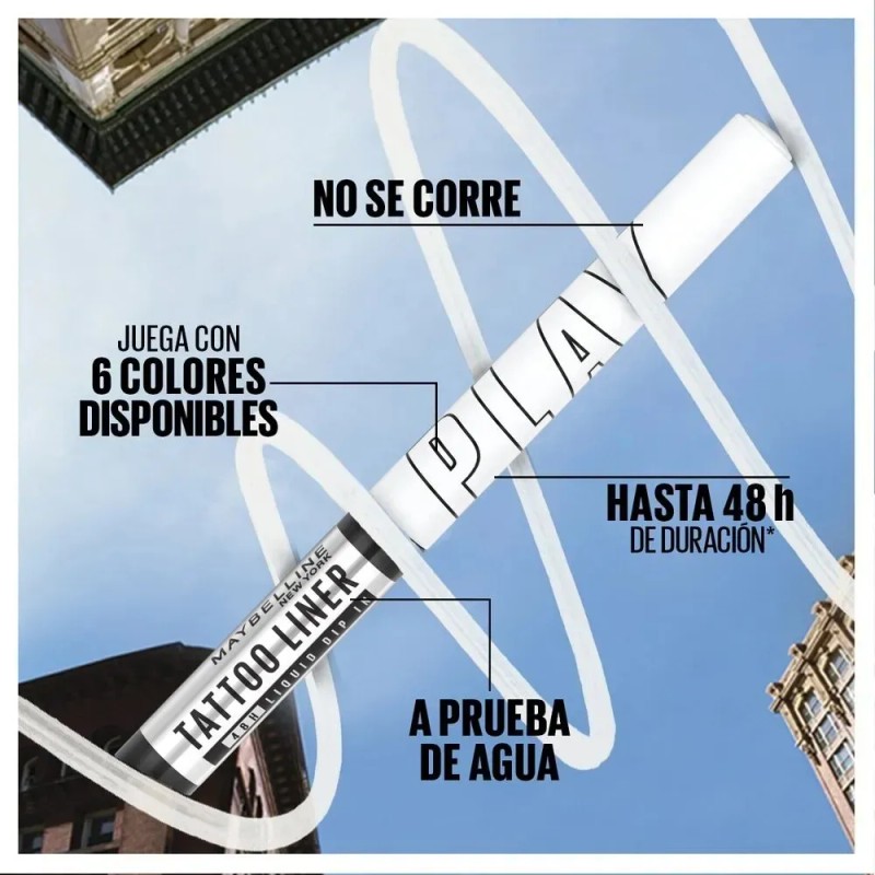 Maybelline Tattoo Liner Play Delineador de Ojos Líquido Ultra Preciso,
