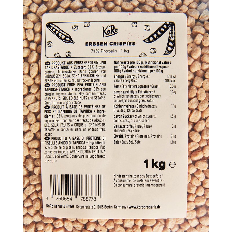 KoRo - Pea Protein Crispies 70% 1 kg - Protein