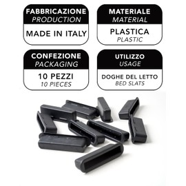 IPEA Plastic Bed Slat Caps - Pack of 10 - Made in Italy - Bed Slat Caps - Replacement for Slats from 65 to 70 mm with a Thickness of 9 mm - Cap Caps