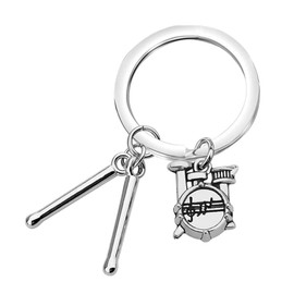 VALICLUD Rock Drum Keychain Cute Key Chains Drummer Jewelry Snare Drum Key Chain Musical Instrument Key Chain Key Ring Backpack Pendants Student Graduation Keychain Bag Charms Silver Metal