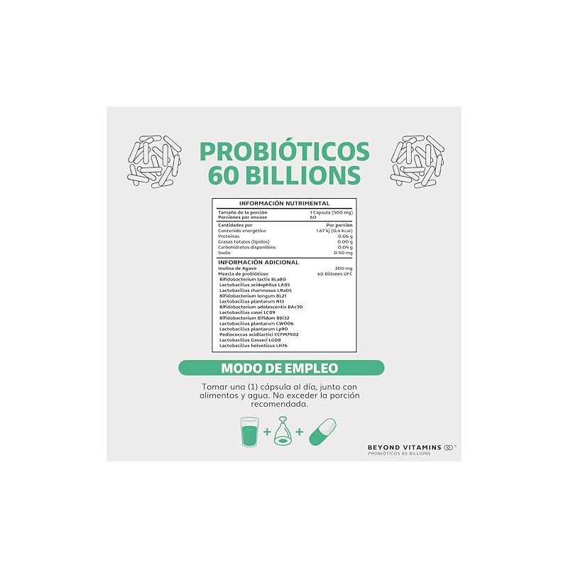 Probioticos 60 Billion UFC Prebióticos con inulina de agave 13