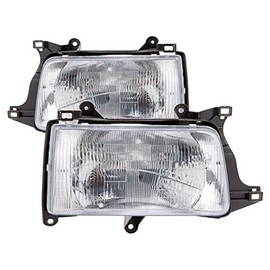 HEADLIGHTSDEPOT Chrome Housing Halogen Headlights Compatible With Toyota T100 1993-1998 Includes Left Driver and Right Passenger Side Headlamps