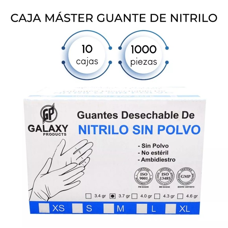 Galaxy Products 1,000 Guantes De Nitrilo Azul Grande