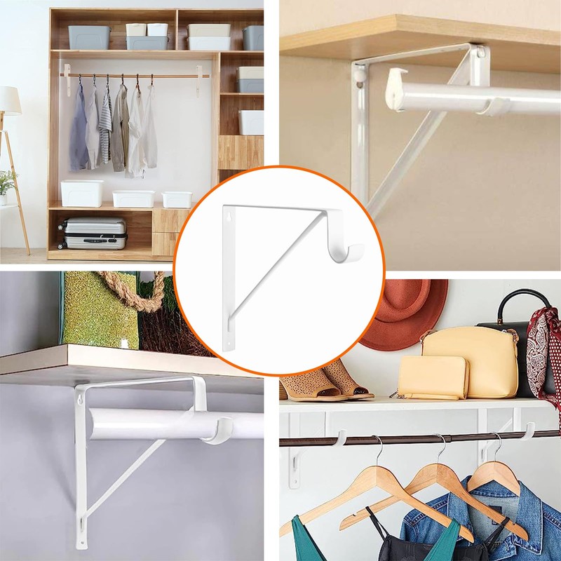 KOVOSCH 4 Pack Heavy Duty Closet Shelf & Rod Brackets,