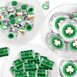 Big Dot of Happiness St. Patrick’s Day - Mini Candy Bar Wrappers, Round Candy Stickers and Circle Stickers - Saint Patty’s Day Party Candy Favor Sticker Kit - 304 Pieces