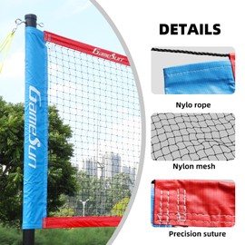 Professional Outdoor Volleyball & Badminton Combo Net - 32'x3' Heavy-Duty 21-Ply Polyester with Tarpaulin Tape & Top Cord - All Weather Court Replacement for Schools/Backyards