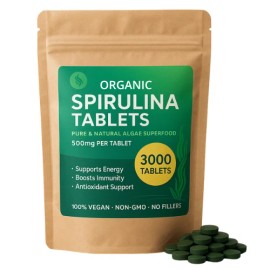Nutrized 3000 x 100% Organic Spirulina Tablets | Vegan Protein | Detox Superfood 500mg
