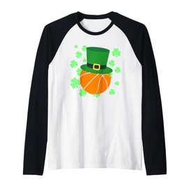 Basketball Ball - Leprechaun Hat St Patrick’s Day Raglan Baseball Tee
