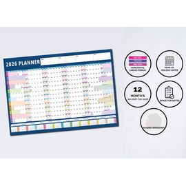 A3 Wall Planner 2026 UK Wall Calendar 2026 Wall Planner A3 Yearly Calendar From Jan To Dec Office Home Weekends highlighted Folded With Extra Notes Space 29.7 x 42.0 CM