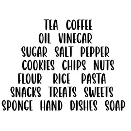 20 Kitchen Pantry Food Container Labels (Decals) for Organization and Easily Applicable to Containers/Canisters/Jars (Water Resistant)