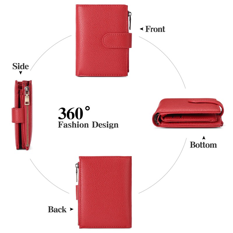 GAEKEAO Small Wallets for Women Leather RFID Blocking Bifold Zipper