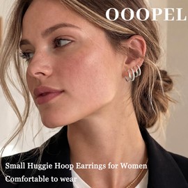 OOOPEL Small Sterling Silver Hoop Earrings Small Huggie Hoops Earring Hypoallergenic Hoops Earring for Women Silver Huggie Hoop Earrings