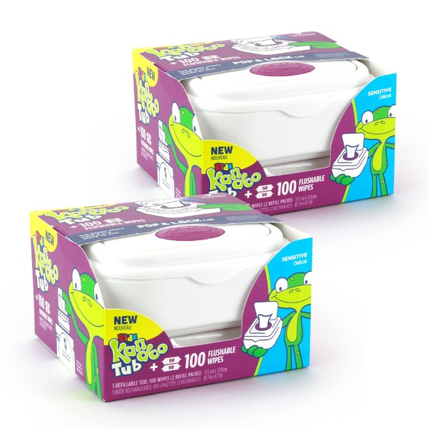 Kandoo Flushable Wipes for Babies and Kids - 100 Count Tub (Pack of 2)