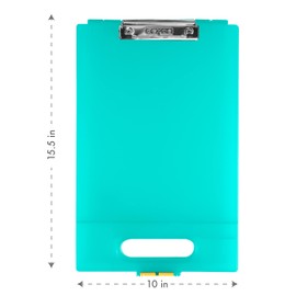 Dexas Clipcase Storage Clipboard with Handle, Aquamarine