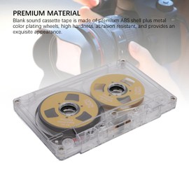 Blank Cassette Tape, Reel to Reel, 50 Minutes Double Sided Metal Sound Recording Tape with Transparent Box, for Music Recording (Gold)