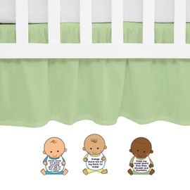Sage Crib Bed Skirt Dust Ruffle, 100% Natural Cotton Nursery Crib Toddler Bedding Skirt for Baby Girls or Boys, 14" Drop