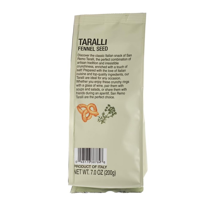Compagnia Sanremo Taralli with Fennel Seed, 7.0 oz, Pack of