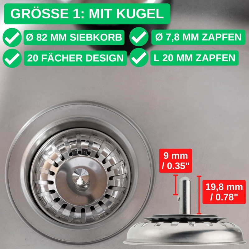 Sink Strainer Basket, 1 Pack, Diameter 82 mm Strainer Basket,