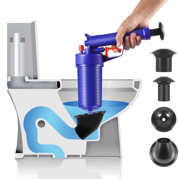 Toilet Plunger Drain Clog Remover Tool with 4 Sized Suckers