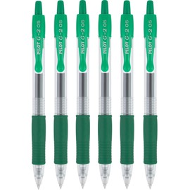 Pilot G2 Premium Refillable & Retractable Rolling Ball Gel Pens, 0.5mm Extra Fine Point, Green Ink, 6 Pack