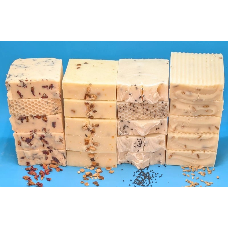 Homemade 5 Bar Assorted Natural Soap Bundle with Loofah -