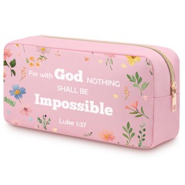 Inspirational Christian Gifts for Women Bible Verse Scripture Makeup Bag Motivational Religious Gifts Christmas Birthday Gifts for Sister Friends Coworker Wife Double Side Pink Travel Toiletry Bag