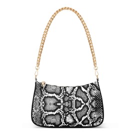 Yasala Shoulder Bag Snake Skin Black White Women Clutch Handbag Shoulder Purch Boho Bag Date Chain Bag Tote Bag Spring Holiday Birthday Gift for Girlfriend, Wife, Lover