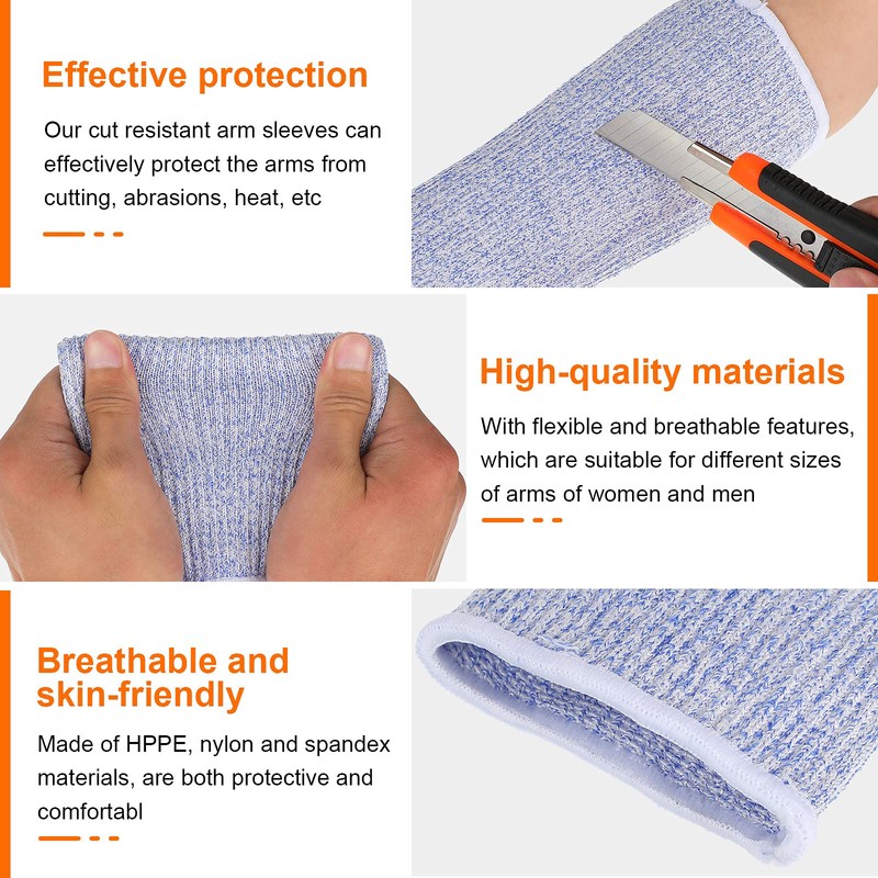 Neer 4 Pair Protective Arm Sleeves for Thin Skin Anti-Cut