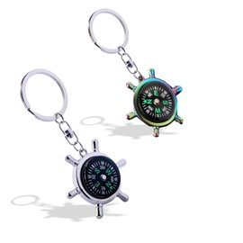 AsggBah 2pcs Compass Keychain, Mini Compass Keyring Survival Sports Pocket Compass for Outdoor Navigation Tools Handheld Compass