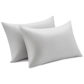 Bedsure Cooling Pillow Cases Standard Size 2 Pack, Rayon Derived from Bamboo Cooling Pillowcase for Hot Sleepers, Soft & Breathable Cool Pillow Covers with Zipper, Gifts, Light Grey, 20x26 Inches