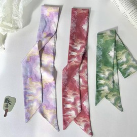 NIDMIDO 4 Pack Purse Scarf for Bags Silk Head Scarf for Hair Handbag Women Scarfs Ribbon Band Hair Neck Scarves Fashion Gifts (Blue pink purple gold)