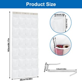 Over the Door Organiser for Shoes, 24 Pockets Shoe Organiser for Hanging Over the Door Shoe Organiser Hanging with 3 Hooks, Shoe Storage Hanging for Bedroom, Living Room, Bathroom