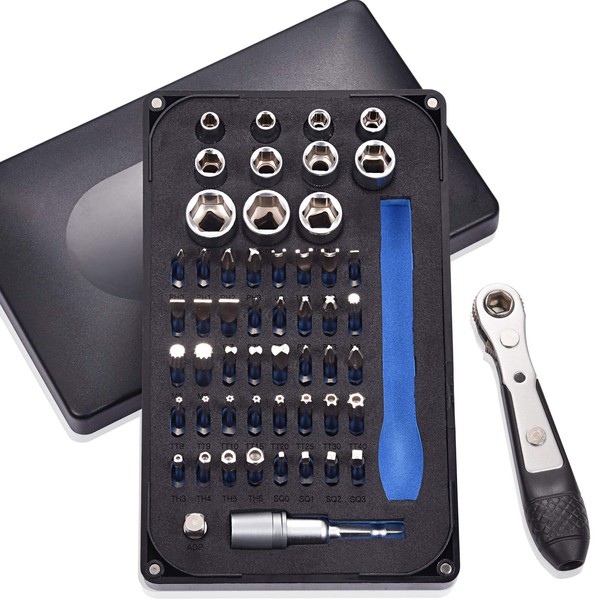 GreaTalent 54in1 S2 Steel Mini Ratchet Wrench Screwdriver Bit Set