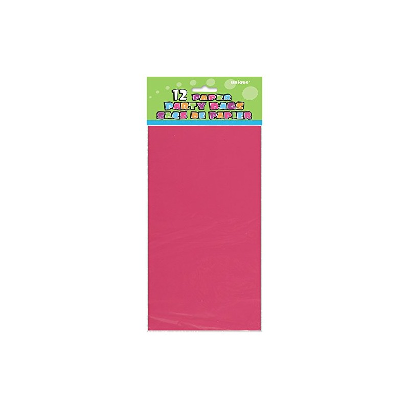 Vibrant Hot Pink Paper Party Bags (Pack of 12) -