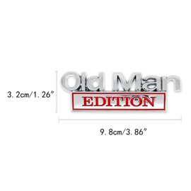 2Pcs Old Man Edition Car Stickers Emblem Metal Badge Bumper Decals for Cars Truck SUV Side or Rear Tailgate Name Plate Sticker (Chrome Red)