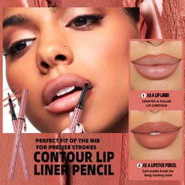 12 Colors Matte Velvet Lip Liner Set, Long Lasting Waterproof Lipstick Pencil, Smooth Glide Nude Pink Red Brown Lipliners for Lip Contour & Fill, Non-Smudge Matte Lip Makeup Set for All Skin Tones