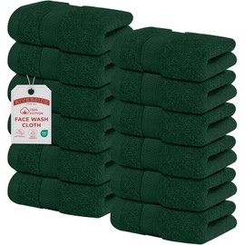 RIVERSIDE - Paquete de 12 paños faciales 100% algodón de primera calidad, 12 x 12 pulgadas, suaves y absorbentes para el cuerpo y la ducha, ropa de lavado de baño, juego de toallas faciales duraderas