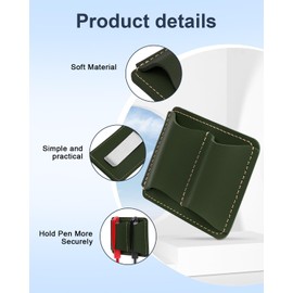 eZAKKA 2PCS Leather Pen Holder Clip for Notebook Notebook Pen Pencil Holder Clip,Green