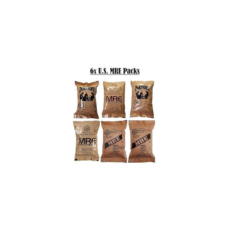 American MRE (Meals-Ready-To-Eat) 6 Packs Mixed Genuine U.S. Military