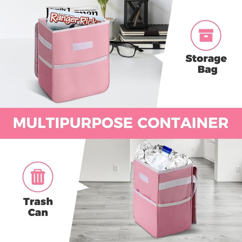 Simple Deluxe Car Trash Can with Lid and Storage Pockets,