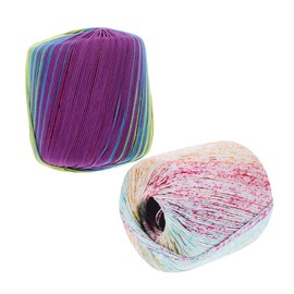 SEWACC 2pcs Soft Cotton Embroidery Thread Multicolored Crochet Yarn for Projects for Scarves Hats and Blankets and Easy to Handle