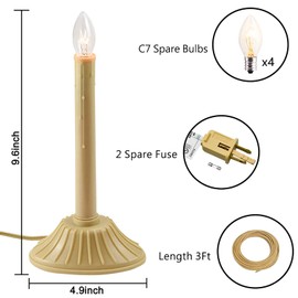 Pallerina 1 Light Christmas Window Candles, Electric Window Candles with 4 C7 Light Bulbs, Plug in Electric Candles for Christmas Party Home Decorating Restaurant Table Décor, Ivory -2 Pack