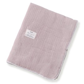 plunmoln Gauze Blanket, 35.4 x 43.3 inches (90 x 110 cm), Towel, Comforter, Double Gauze (M, Purple)