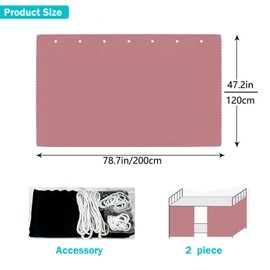 2pcs Blackout Bottom bunk Bed Curtain,Pink bunkbed Curtains for The Bottom bunk,Dorm Bed Curtains with Black Shading Coating for Girl Student Single Sleeper