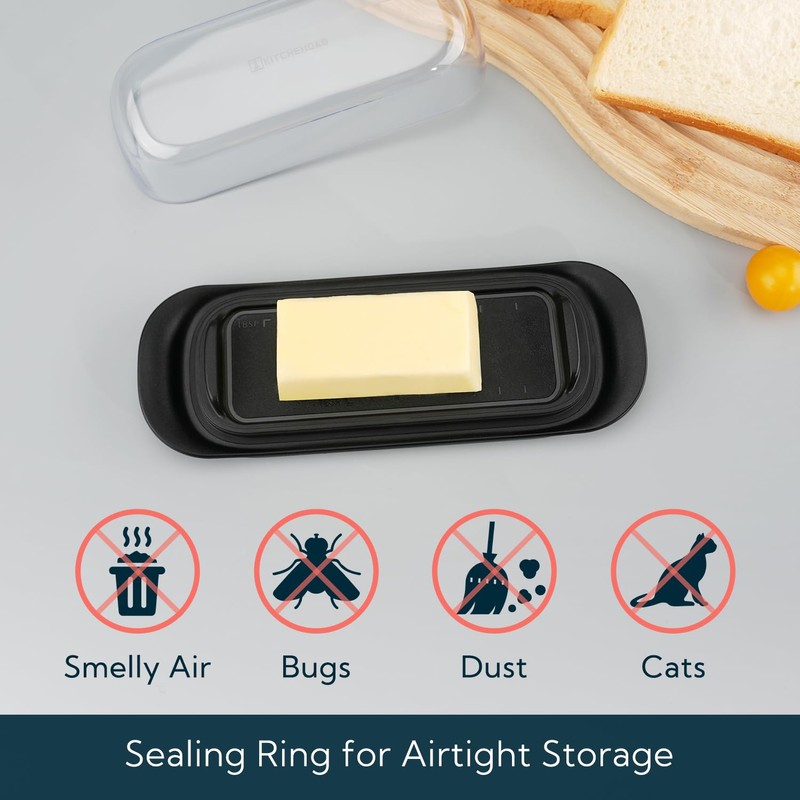 KITCHENDAO Airtight Butter Dish with Lid for Countertop and Refrigerator