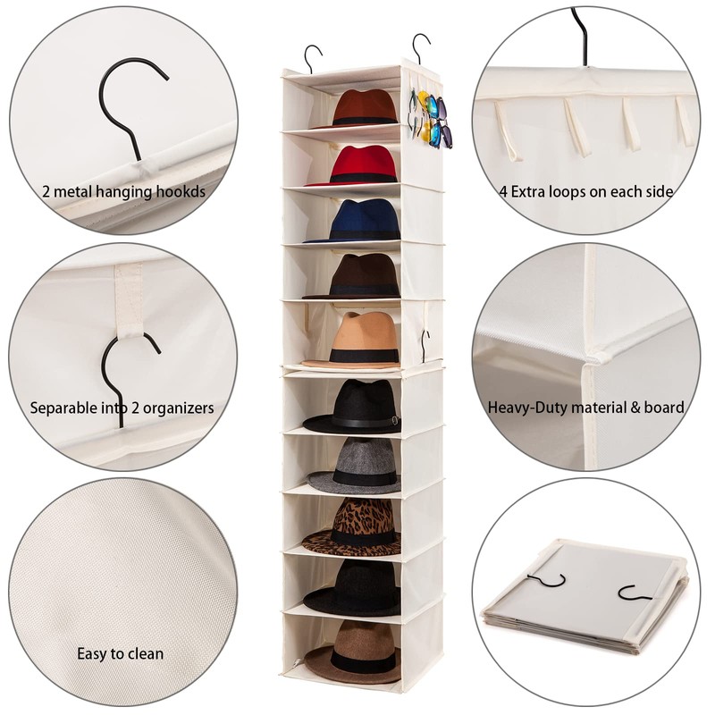 AMZOK Hat Rack for Closet Organizer and Storage, Fedora Panama